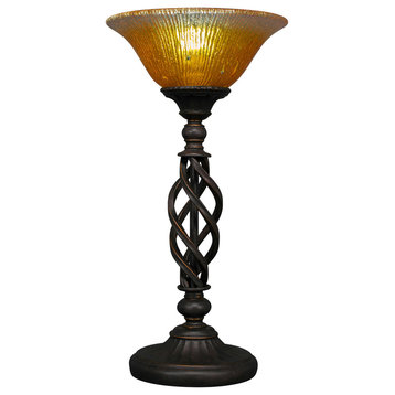 Elegante Table Lamp, Dark Granite, 10" Gold Champagne Crystal Glass