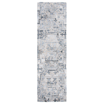 Safavieh Abstract Collection, ABT142 Rug, Ivory and Black, 2'3"x8'