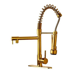 Venezuela Gold Finish Kitchen Sink Faucet with Pull Down Faucet - Kitchen Faucets
