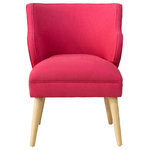 Skyline Furniture MFG. - Leona Modern Chair, Linen Fuschia - This chair takes the traditional accent chair in an entirely new direction, featuring sleek mid-century inspiration with pleasing curves and tapered natural wooden legs. Available here in a bright linen fabric, this chair is sure to bring a pop of color and energy to any room it is placed.