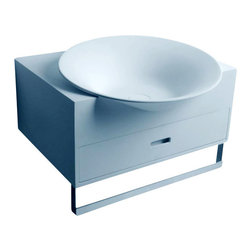 ADM Bathroom Design - ADM Circular Wall Mounted Sink, White, 24", Glossy White - Bathroom Sinks