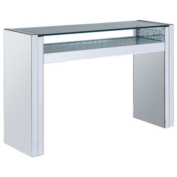 Acme Nysa Sofa Table in Mirrored and Faux Crystals