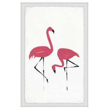 "Flamingo Stand" Framed Painting Print, 12"x18"