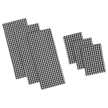 Black Check Heavyweight Dishtowel, Set of 3/Dishcloth, Set of 3