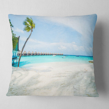 Tropical Maldives Island Seascape Throw Pillow, 18"x18"