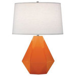 Robert Abbey - Robert Abbey 933 Delta - One Light Table Lamp - Cord Length: 96.00  Base Dimension: 10.25  Cord Color: SilverDelta One Light Table Lamp Pumpkin Glazed/Polished Nickel Oyster Linen Shade *UL Approved: YES *Energy Star Qualified: n/a  *ADA Certified: n/a  *Number of Lights: Lamp: 1-*Wattage:150w Type A bulb(s) *Bulb Included:No *Bulb Type:Type A *Finish Type:Pumpkin Glazed/Polished Nickel