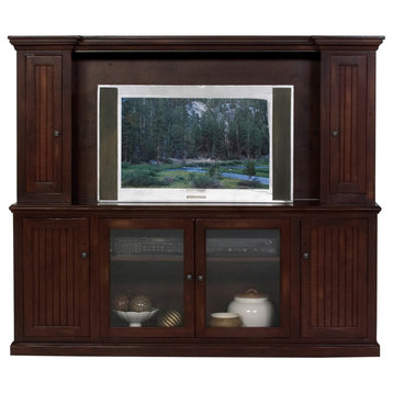 Eagle Furniture 80" Thin Entertainment Console, Chocolate Mousse, With Hutch