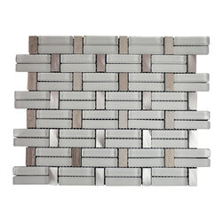 Glossy White & Beige Marble & Silver Aluminum Authentic Glass Mosaic Tiles Colle - Home Accessories & Decor