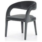 Four Hands - Hawkins Chair - Charcoal Velvet,Charcoal Velvet - Strike a pose with the Four Hands Hawkins Chair. Well curved and finely sculpted, velvety charcoal-upholstered seating makes for a unique and shapely addition to the modern dining room or as a side chair.