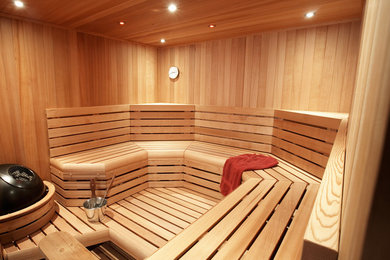 Inspiration for a large timeless ceramic tile sauna remodel in Orange County