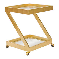 Worlds Away Lenox Gold Leafed "z" bar cart - Bar Carts