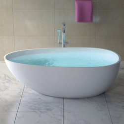 ADM Bathroom Small Oval Freestanding Bathtub, White, 66.9" - SW-105S (67 x 34) - Bathtubs