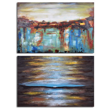 Ante Meridian and Post Meridian Hand Painted 2-Piece Canvas Set