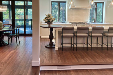 Design ideas for a traditional kitchen in Columbus with dark hardwood floors.