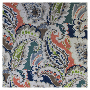 Mandovi Paisley Upholstery Fabric, Coral