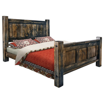 Big Sky Collection Rugged Sawn Panel Bed, Queen, Jacobean Stain