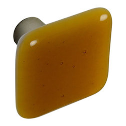 CKP - Art Glass Knob, Medium Amber, Dull Brushed Nickel Base - Cabinet And Drawer Knobs