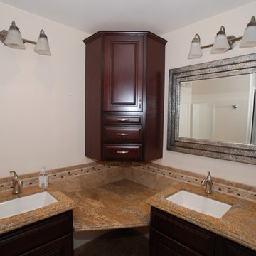 Corner tub & Shower Seat Master Bathroom Reconfiguration Yorba Linda
