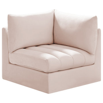 Jacob Velvet Upholstered Modular Corner Chair, Pink