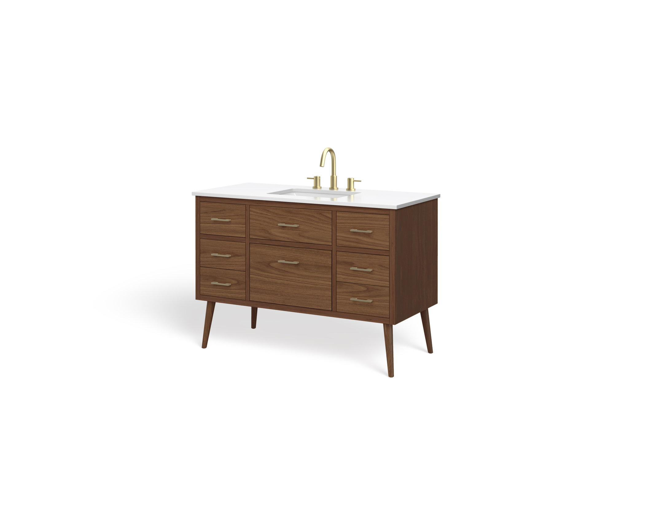 The Walnut Brown Bathroom Vanity, 48" - Midcentury - Bathroom Vanities ...