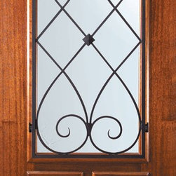 Slab Single Door 80 Wood Mahogany Charleston Arch Lite Wrought Iron - Front Doors