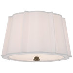 Hudson Valley Lighting - Humphrey, Two Light Semi Flush, Aged Brass Finish, White Faux Silk Shade - Swathing Humphrey's unique shade in soft white fabric creates an intricate, fresh design. The smooth expanse of material provides a soothing counterpoint to the collection's subtle details. Humphrey's cast metal canopies and finials match the shade's elaborate shape and give the design aesthetic unity.