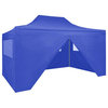 vidaXL Party Tent Outdoor Canopy Folding Gazebo with 4 Sidewalls Steel Blue