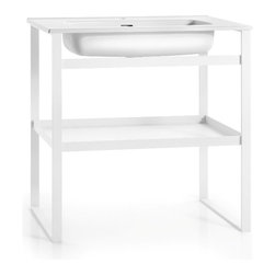 WS Bath Collections Lissio 6661.09 Powdered Painted Frame with Ceramic Sink - Bathroom Vanities And Sink Consoles