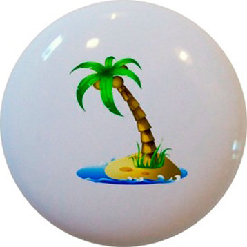 Palm Tree Island Ceramic Cabinet Drawer Knob