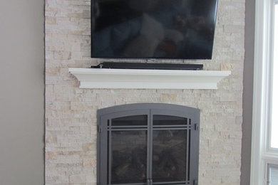 Trendy family room photo in Omaha