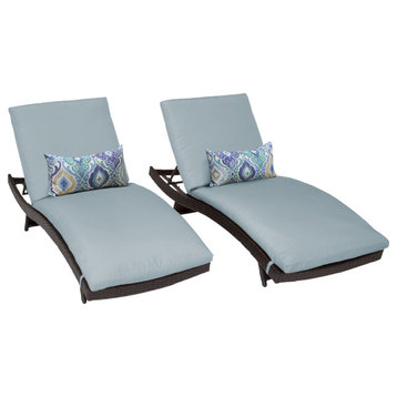 Barbados Curved Chaise Set of 2 Outdoor Wicker Patio Furniture Spa