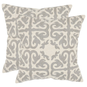 Safavieh Moroccan Pillow, Set of 2, Light Gray, 18"x18"