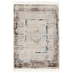 Jaipur Living - Vibe by Jaipur Living Aydin Medallion Gray and Blue Area Rug, 9'3"x13' - The Bahia collection lends a global vibe to any space with a modern twist on classic Moroccan motifs. The Aydin rug features an erased medallion design in an updated colorway of black, brown, blue, and gray. Soft to the touch, this medium plush rug emulates the inviting and worldly style of authentic flokati rugs, but in a durable polypropylene power-loomed quality. Braided fringe accents further the boho-chic appeal of this unique rug.