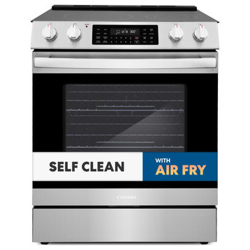 30 in. 6.3 cu. ft. Electric Range With 5 Burner Glass Cooktop, Stainless Steel