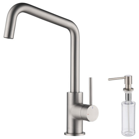 Macon Single Lever Kitchen Bar Faucet, Brush Nickel W/ Soap Dispenser