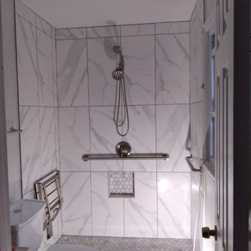 Tile work in bathroom