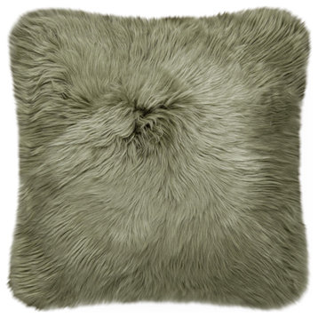 Modern Sheepskin 20"x20" Pillow, Sage Green