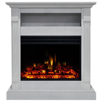 Drexel 34" Electric Fireplace Heater With White Mantel and Remote Control