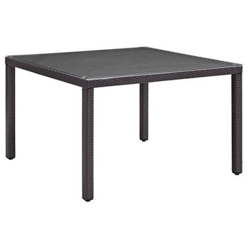 Hawthorne Collection Square Glass Top Patio Dining Table in Espresso