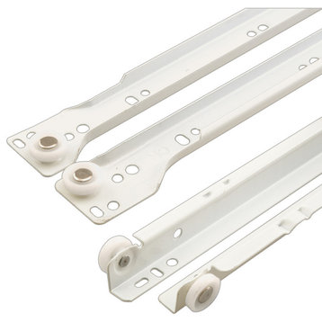 19-3/4" White Painted Steel Bottom-Mount Self-Closing Drawer Slides, 1-pair