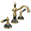 Widespread Lavatory Set With Botticino Marble Accents, Polished Gold