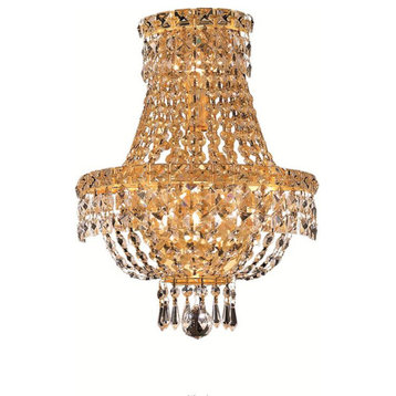 Tranquil 3-Light Wall Sconce, Gold With Clear Royal Cut Crystal