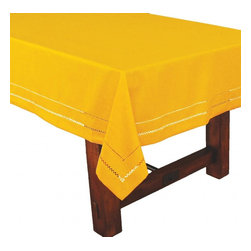 Xia Home Fashions - Double Hemstitch Easy Care Tablecloth, 65"x120", Gold - Tablecloths