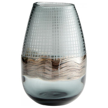Small Axiom Vase, Clear and Glitter Gold, Glass, 9"H (09970 MDMGM)