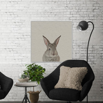 "Bunny Surprise" Floater Framed Painting Print on Canvas