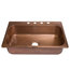 Angelico 33" Drop-in Copper Kitchen Sink, Bridge Faucet and Strainer Drain