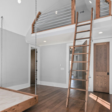 Luxury Bedroom with Overhead Loft, Swing Bed & Shiplap Walls