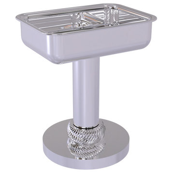Vanity Top Soap Dish with Twisted Accents, Polished Chrome