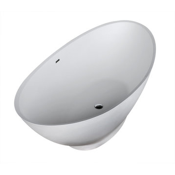 ANZZI Masoko 6.2-ft Solid Surface Freestanding Tub, Matte White