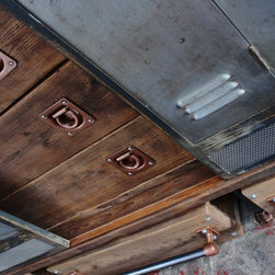 David Reused Scaffolding, Steel & Copper Wardrobe with Vintage Locker Doors - Wardrobes and Armoires